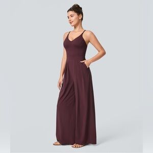 HALARA NWT Breezful Backless Wide Leg Quick Dry Resort Slip Jumpsuit Size XL